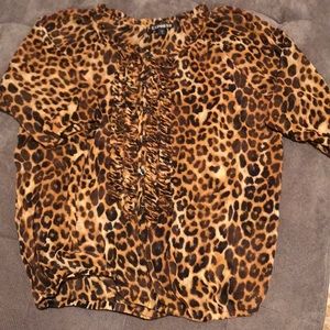 Leopard print sheer blouse